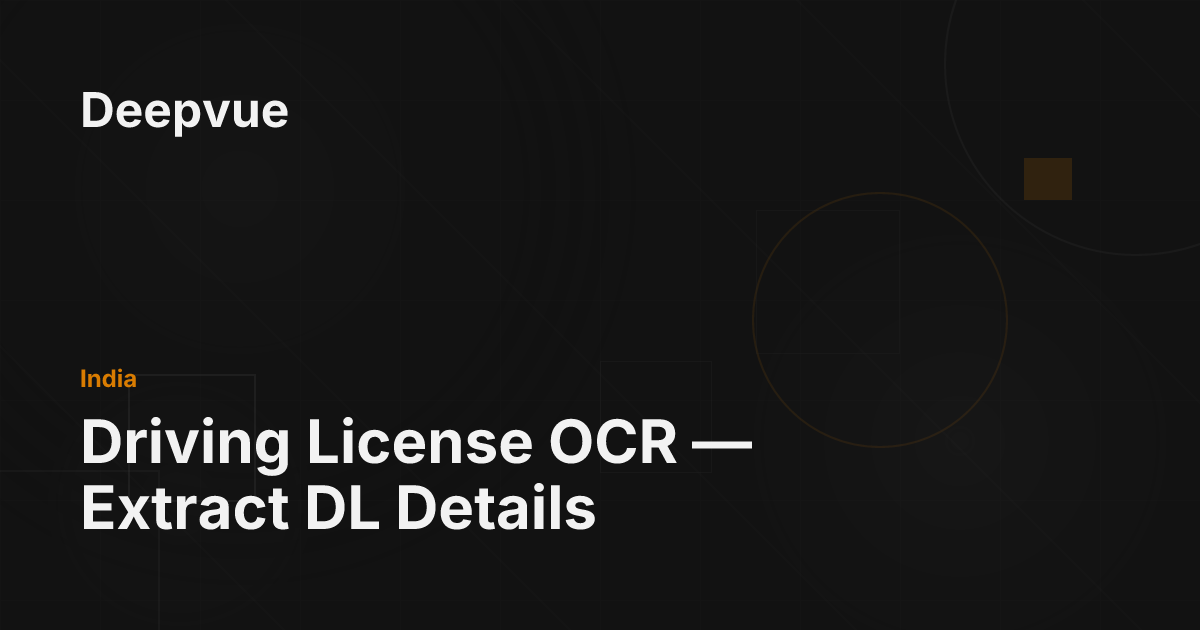 Driving License OCR — Extract DL Details - Deepvue